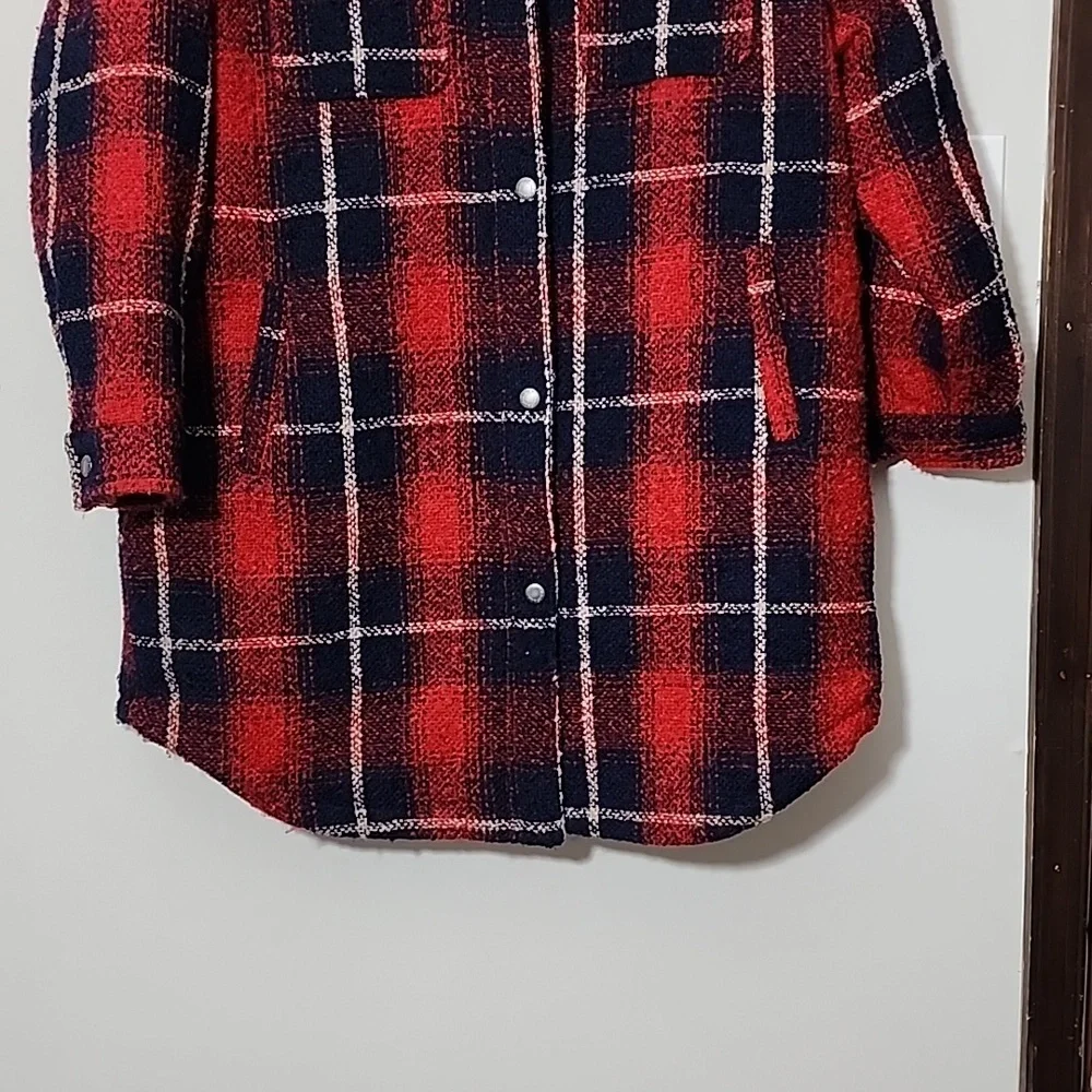 Levi's Wool Blend Oversized Plaid Sherpa Shirt Shacket Size XL